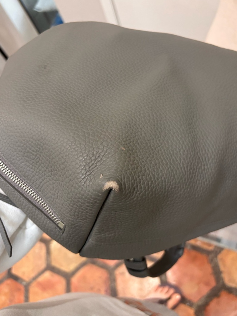AllSaints Taupe Leather Convertible Backpack Tote - Picture 12 of 13
